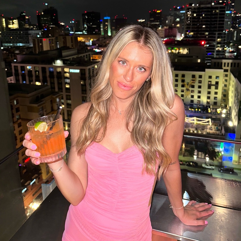 Michael Costello Pink Backless Ruched Cocktail Dress